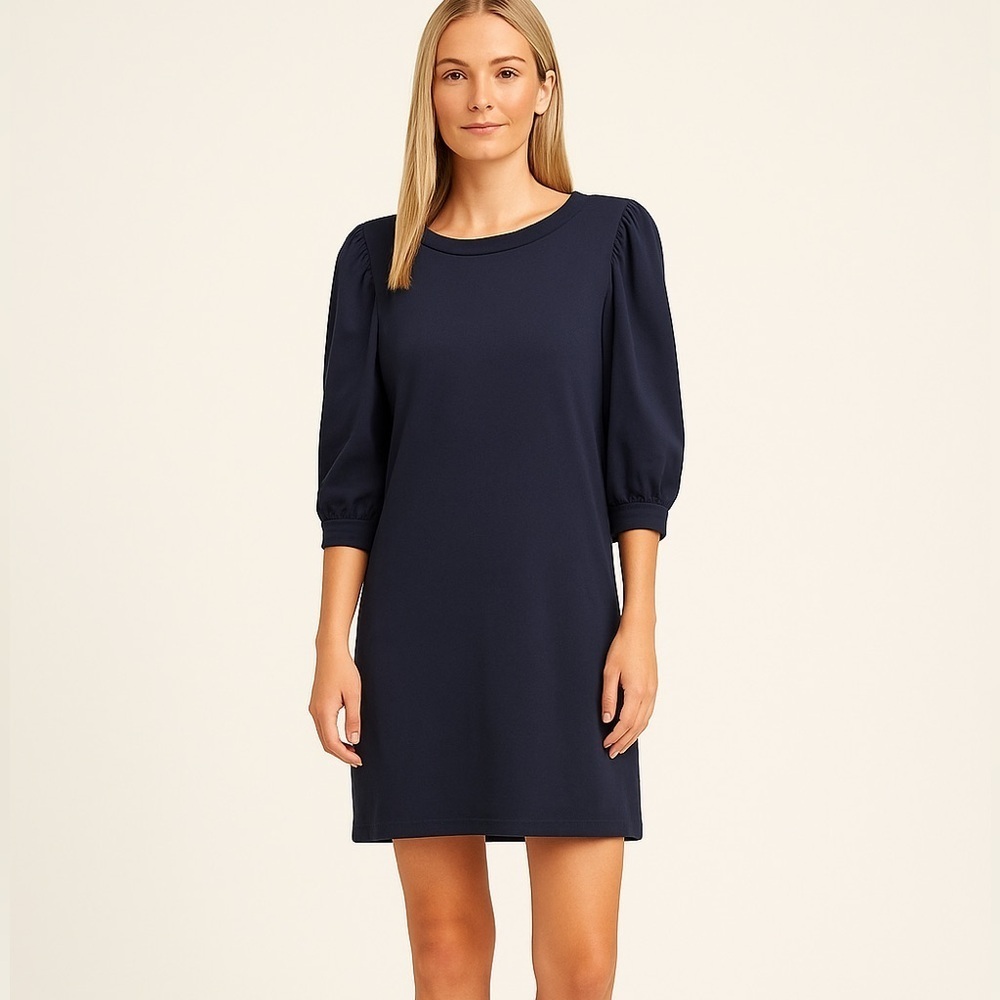 Row A Navy Puff Sleeve Shift Dress – Size L